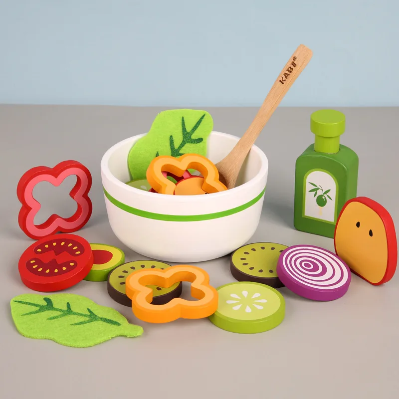 

21pcs/set Simulation Wooden Fruit Vegetable Salad Pretend Play Baby Large Size Kitchen Food Toy Kids Educational Birthday Gift