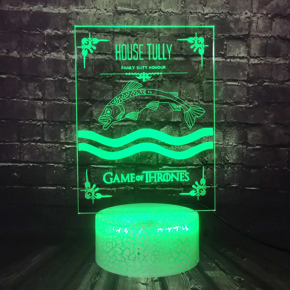 Игра престолов Дом Талли песня Льда и Огня 3D светодиодный светильник 7 цветов