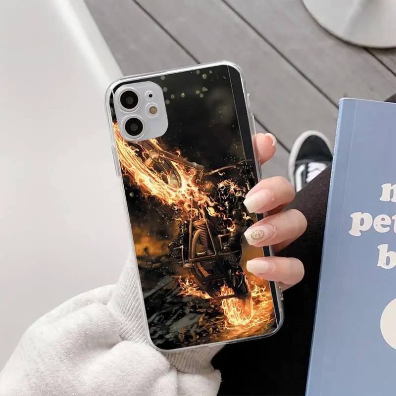 

Ghost Rider Phone Case For Iphone11 12 Pro Max SE 2020 6s 7 8 Plus X Xs Max Xr Transparent Soft Silicone Cover