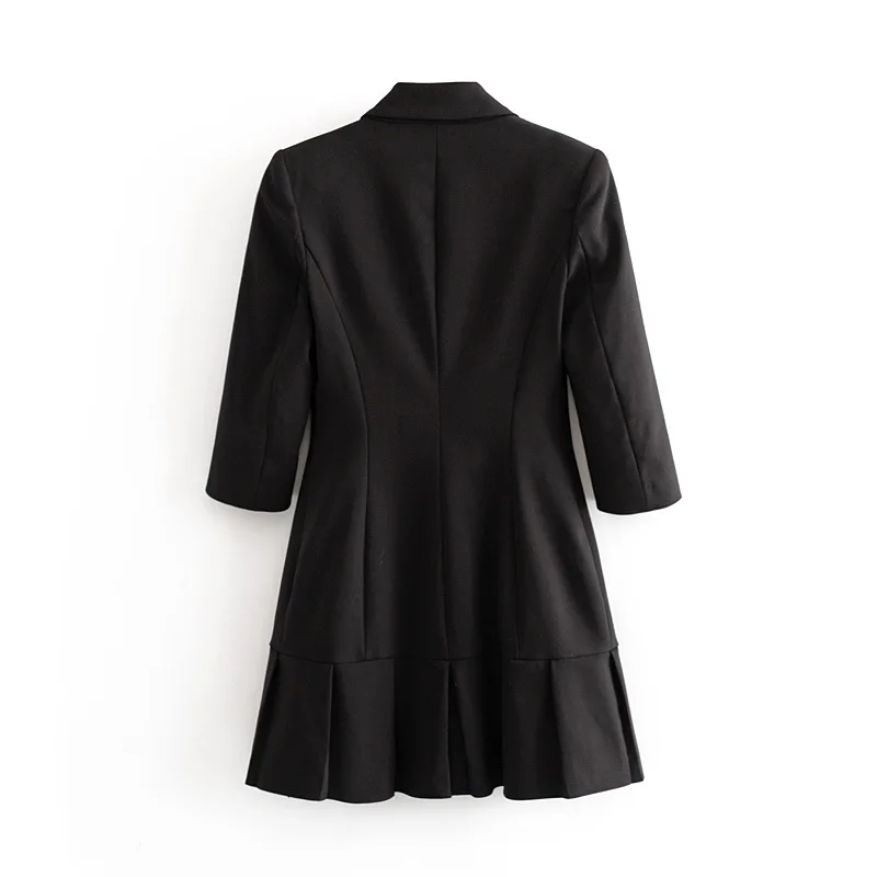 Новинка осени 2019 женское платье с воланами и Пятым рукавом двубортное воротником