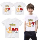 Хлопковая футболка для мальчиков и девочек, с принтом в виде покемона