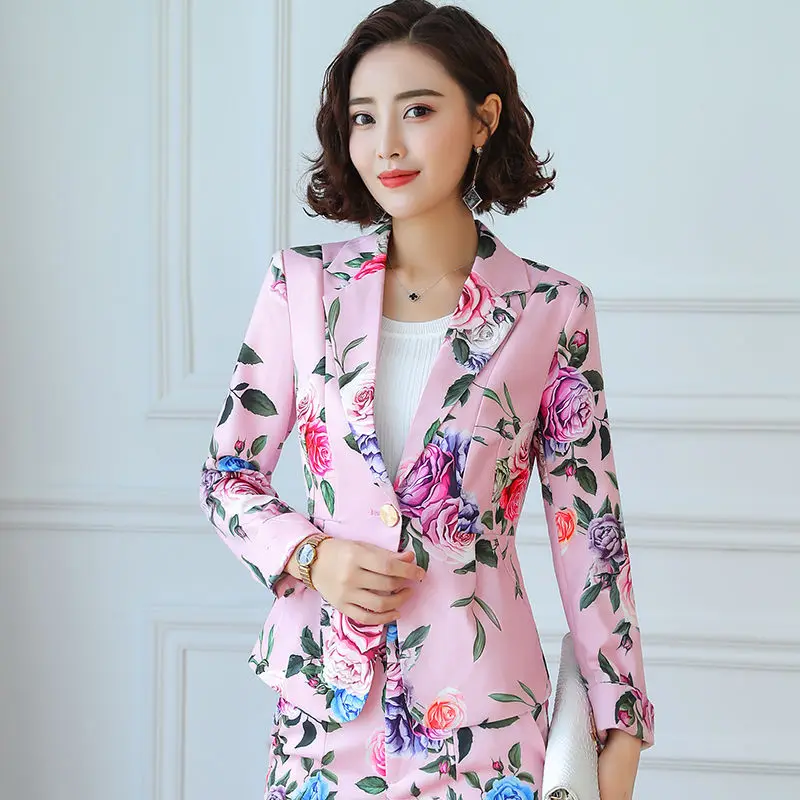 Женский блейзер с цветочным рисунком размеры до 4XL | Женская одежда