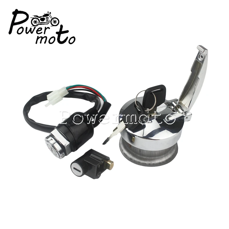 

Motorcycle Steering Lock Ignition Switch Lock & Fuel Gas Tank Cap For Honda Yamaha Suzuki Kawasaki Cafe Racer Custom