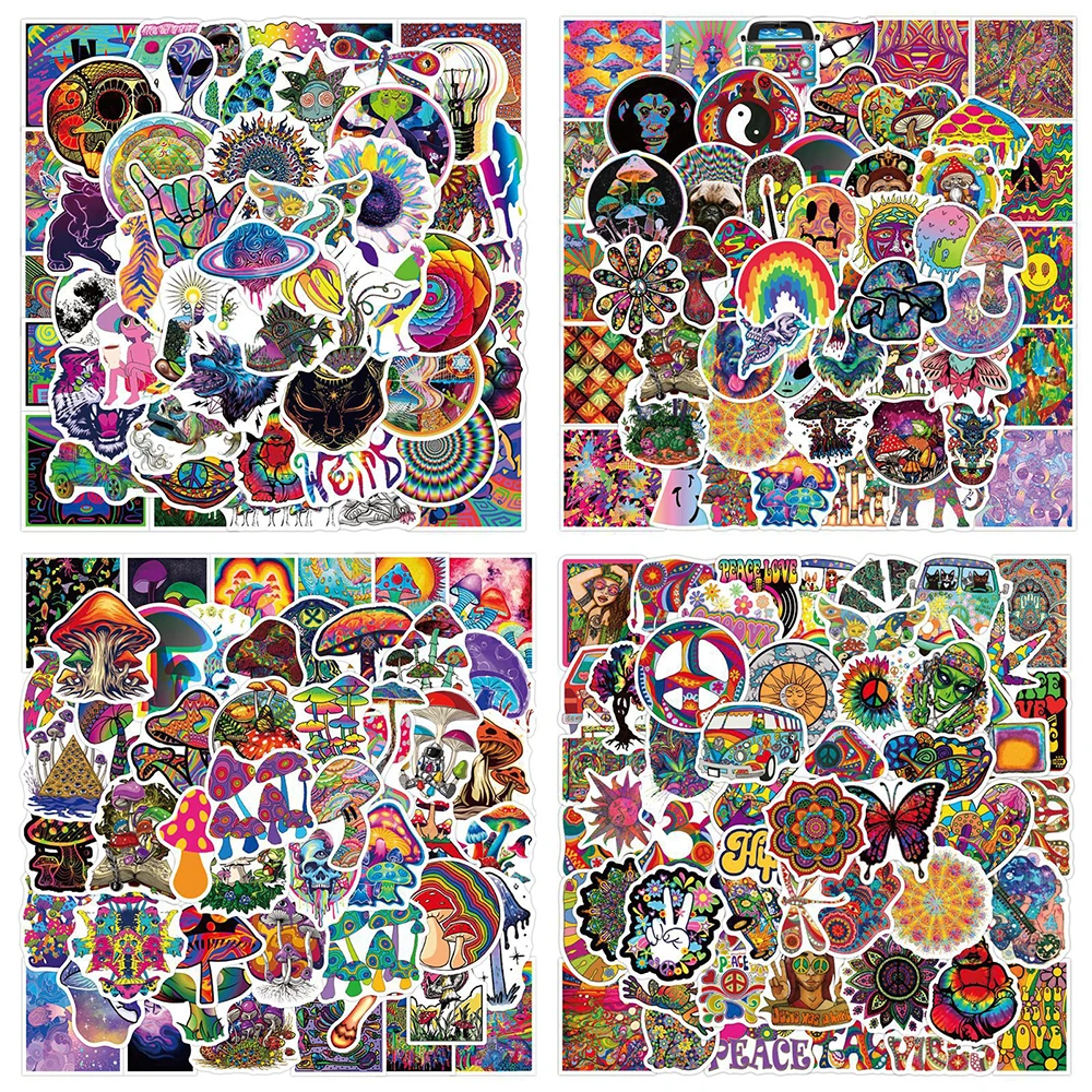 

50PCS Variety of Psychedelic Series Graffiti Stickers Waterproof Luggage Laptop Scooter Water Cup Stickers Wholesale
