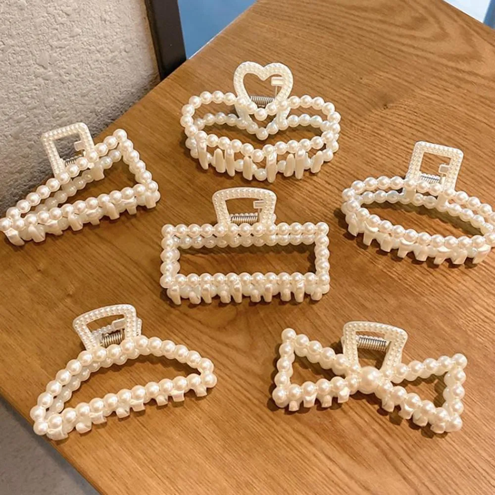 

Women Fashion Korean Hollow Geometric Pearl Hair Clips Hairpins For Headwear Girls Hairpins Hair Styling Accessorie