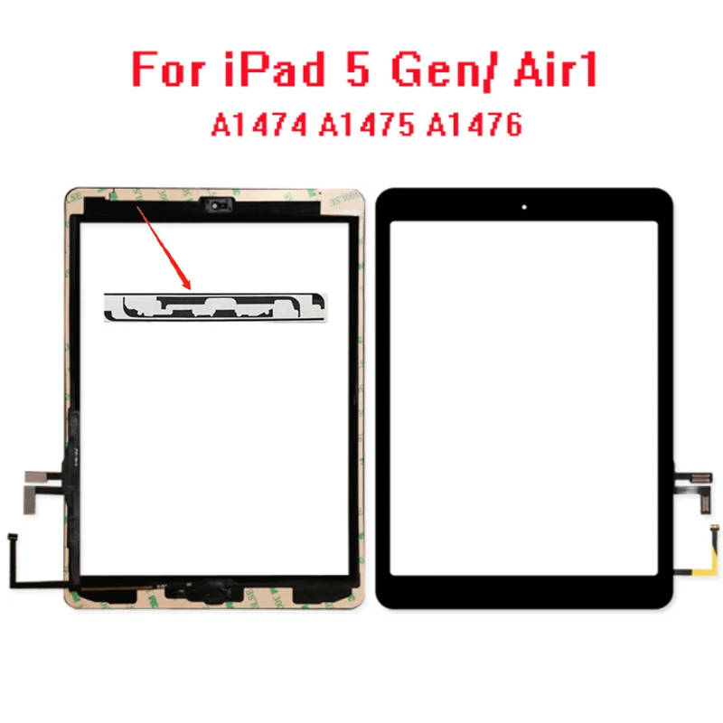10 шт./лот Air1 для iPad 5 Air 1 A1474 A1475 A1476 Gen сенсорный экран дигитайзер и клей + домашний