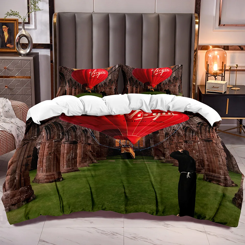 

Kids Duvet Cover Sets with Red Hot Air Ballon Microfiber Soft Bedding Sets Zipper Comforter Cover with White Reverse