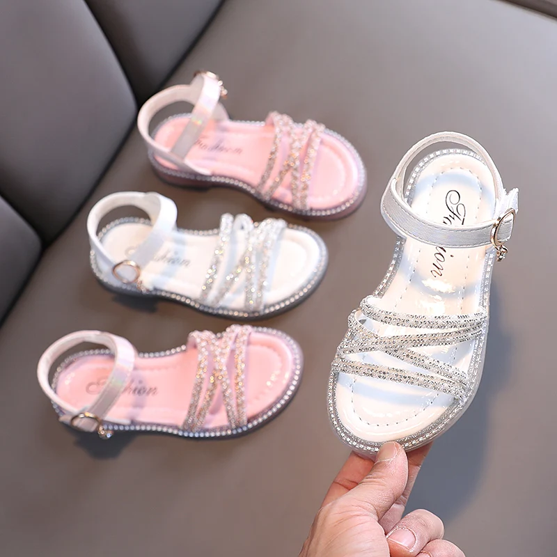 

Sweet Girls Diamond Strappy Sandals Open Toe All Match 1-18 Years Old Kids Beach Shoes T21N04LS-45