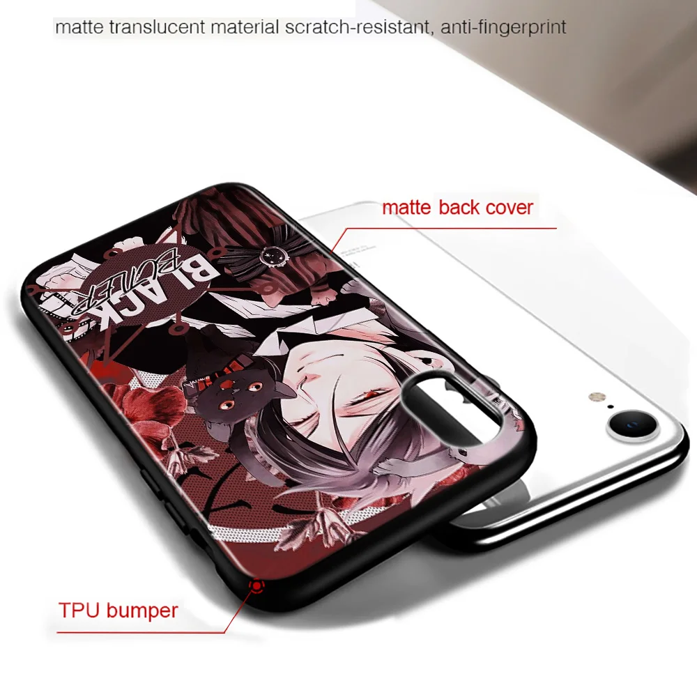 

Bright Black Cover Anime Black Butler For iPhone 2020 11 Pro XS Max XR X 8 7 6 6S Plus 5 Phone Case