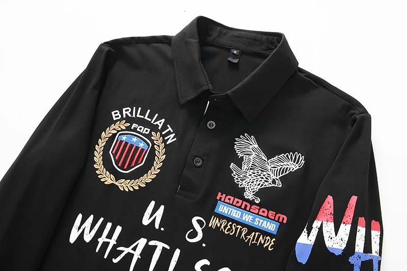 

Cotton Polo Shirt Men Long Sleeve Embroidery Breathable Cotton Tops Tees Mens Polo Homme Chemise