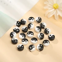 10pcs 8mm 10mm 12mm tai ji pattern ceramic beads round loose diy spacer bead for jewelry making bracelet necklace accessories