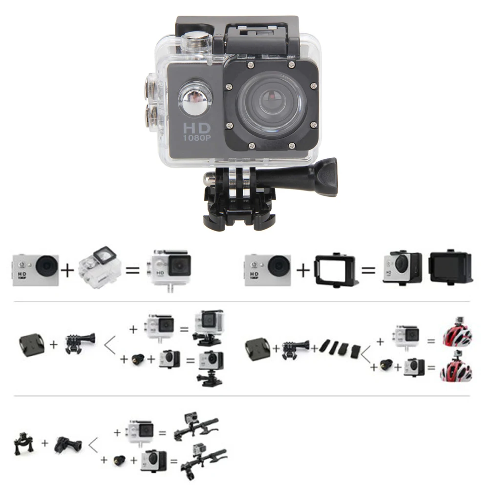 

Full HD Action Camera Toys 1080P 30m Waterproof Cam 2inch Camcorder Sports DV Go Car Cam Pro with Bicycle Bracket Set
