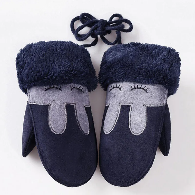 100C Blue Детские теплые зимние перчатки с веревкой, магические перчатки для маленьких девочек и мальчиков, милые теплые детские Митенки на возраст от 2 до 8 лет - Цвет: 100C Blue