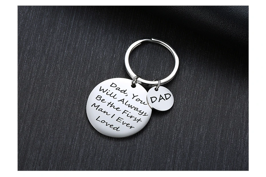 Vnox TO MY DAD Key Chains Stainless Steel Double Tags Engraved Love Papa Words Best Gifts for Father