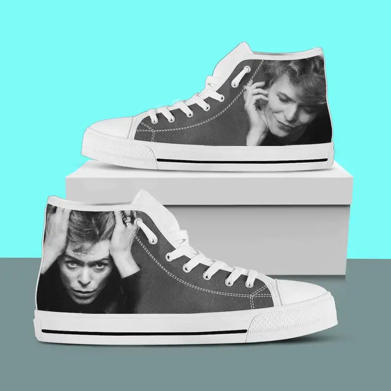 

Singer David Bowie High Top,Mens Womens Designer Leisure Sneakers Men Casual Canvas Shoes