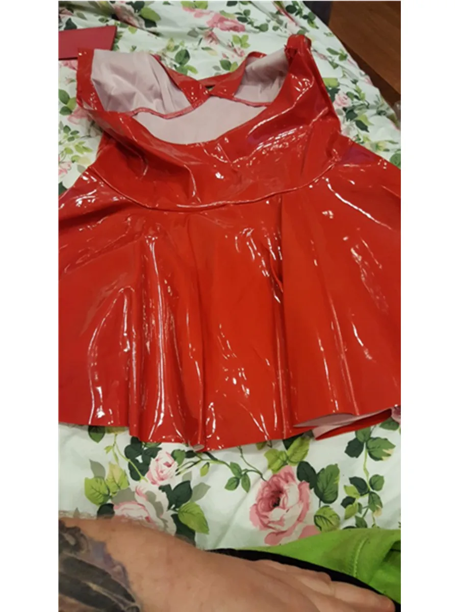 Женское сексуальное блестящее платье из ПВХ и латекса женское с лямкой на шее