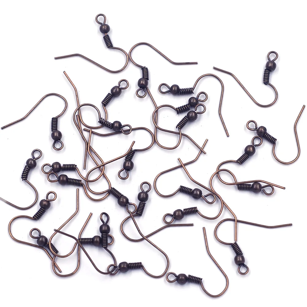 

200Pcs Copper Tone Earring Wire Hooks With Spring Ball Alloy Jewelry DIY Making Findings Charms 21x18mm
