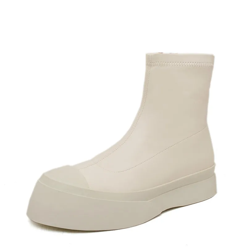 

Thick-soled Side Zipper Ankle Boots Women's Spring Autumn Waterproof Boots New Fashion All-match Casual Platform Short Boots