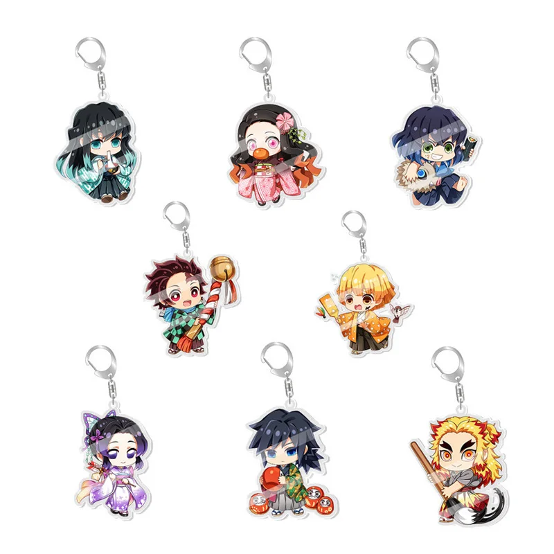 

Demon Slayer Anime Keychain Kamado Tanjiro Cartoon Figure Fans Key Chain Ring Double-Sided Acrylic Backpack Pendant Charm Gift