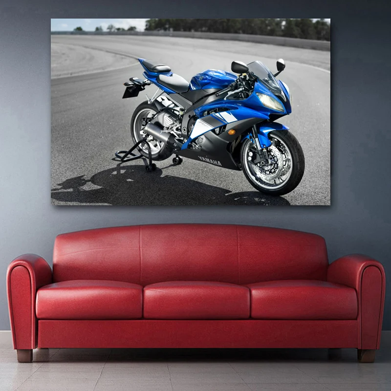 Картины на холсте Yamahas YZF R6 2008 Superbike Blue Motorcycle Wall художественные плакаты и принты