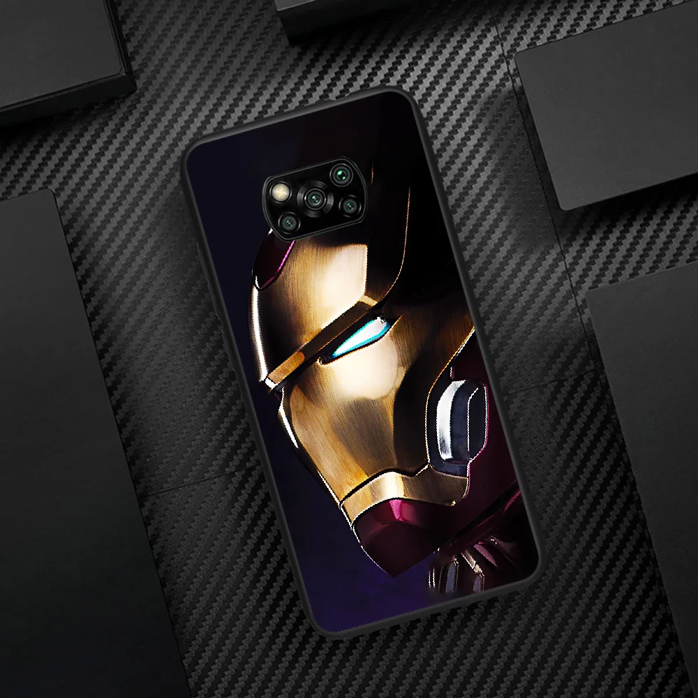 

Super Hero Irons Man Phone Case Cover Hull For Xiaomi Mi A2 A3 8 9 SE 9T 10 10T Lite Pro Ultra Poco X3 black Cell Soft