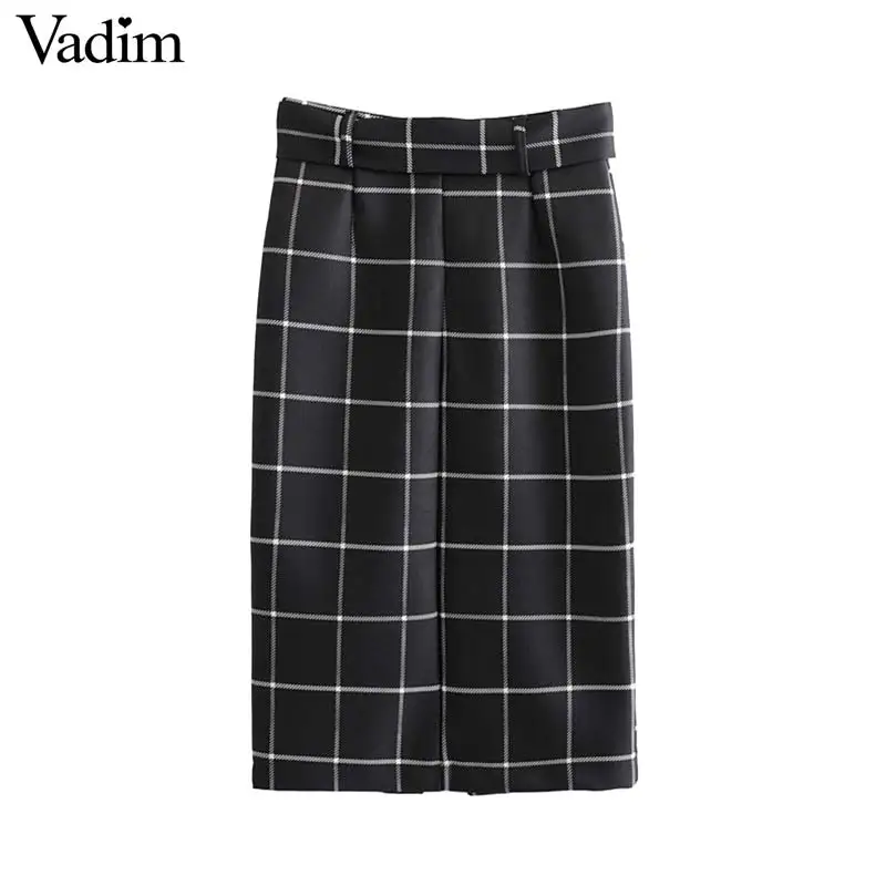 Женское элегантное платье vadim клетчатая юбка миди с поясом бабочкой и молнией