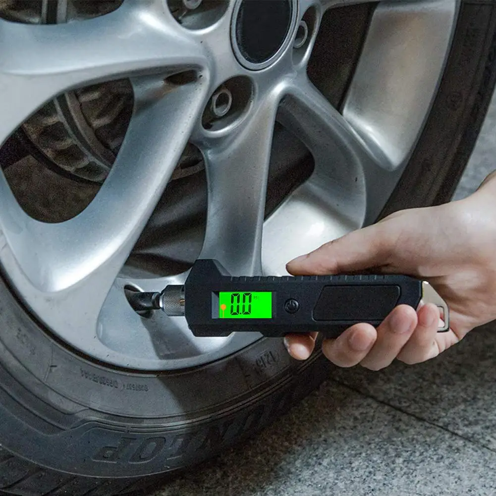 

Digital Tire Pressure Gauge 230 PSI 4 Settings Heavy Duty Non-Slip For Car Bicycle With Larger Backlit LCD Flashlight ABS