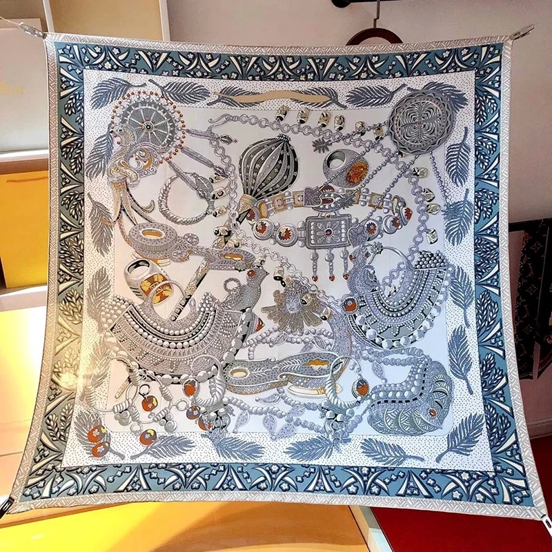 100% Шелковый головной платок Египетский скипетр модный квадратный шелковый