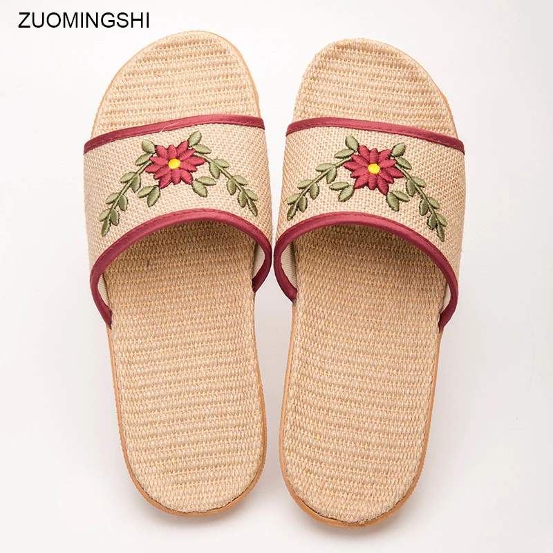 Льняные соломенные домашние тапочки для влюбленных Размеры 35 45 Женские из пеньки