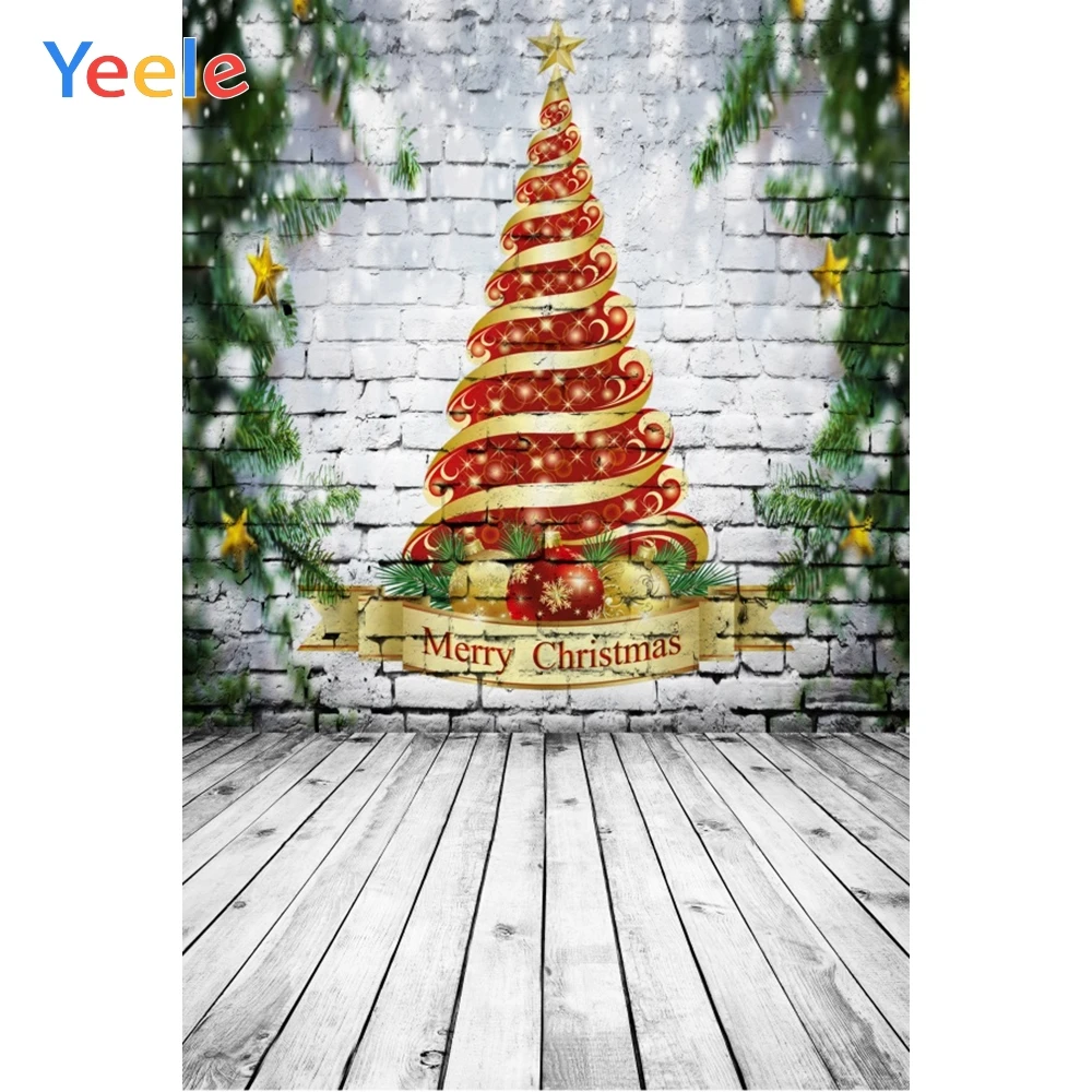 

Christmas Tree Brick Wall Wooden Floor Home Decoration Backdrop Photography Custom Photographic Background For Photo Studio