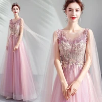 sweet pink bridesmaid dresses with shawl o neck lace beaded illusion floor length a line appliques prom evening party gowns new