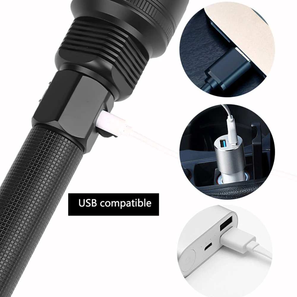 Супер яркий XHP90/70,2 светодиодный фонарик, супер мощный фонарь, USB лампа с зумом, фонарь с зумом, работающий от аккумулятора 18650 26650