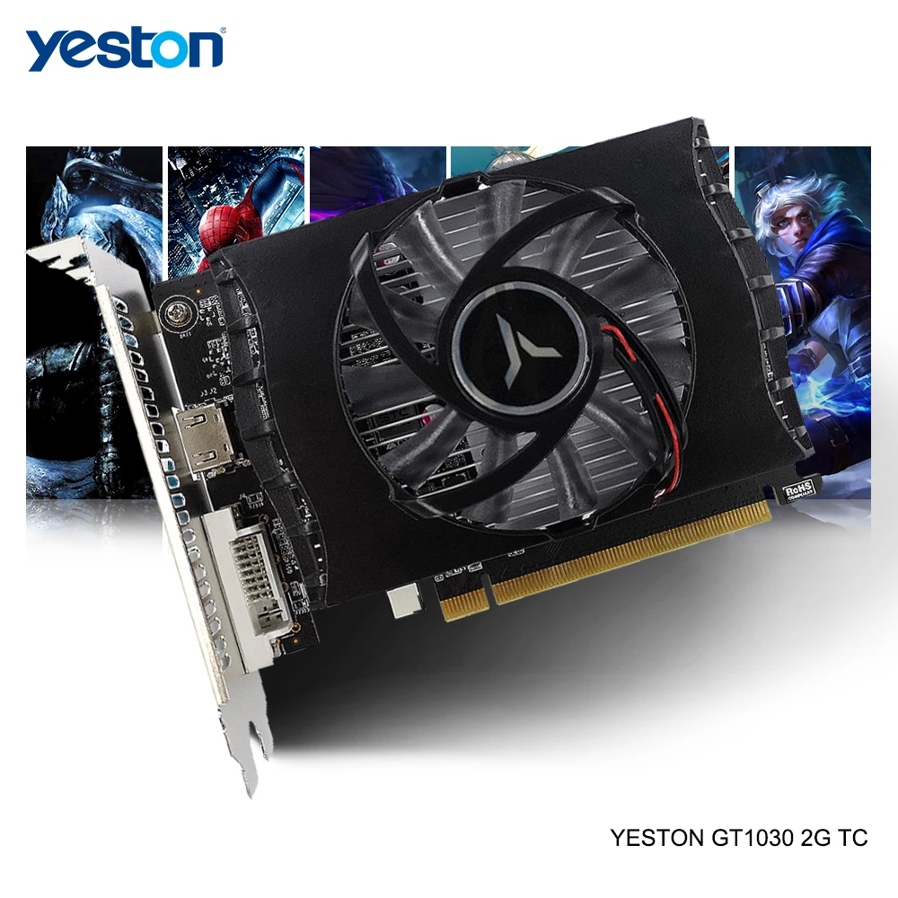 Yeston GeForce GT 1030 GPU 2 ГБ GDDR5 64 бит игровой настольный компьютер ПК видеокарты Поддержка