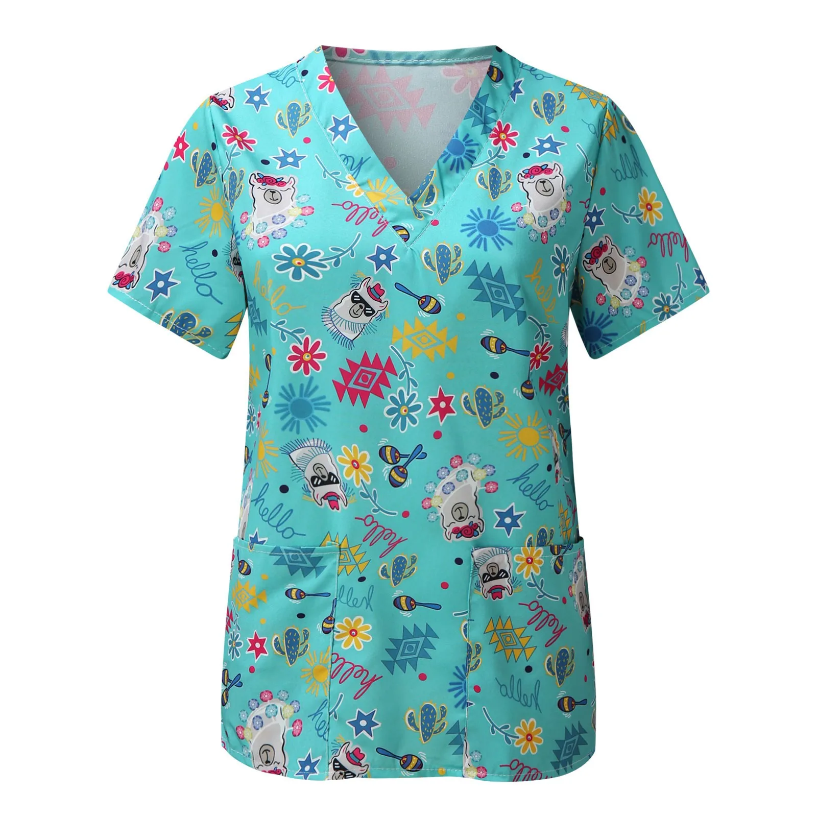 Больница работник Голубые ботинки для женщин принт с животными V-образным