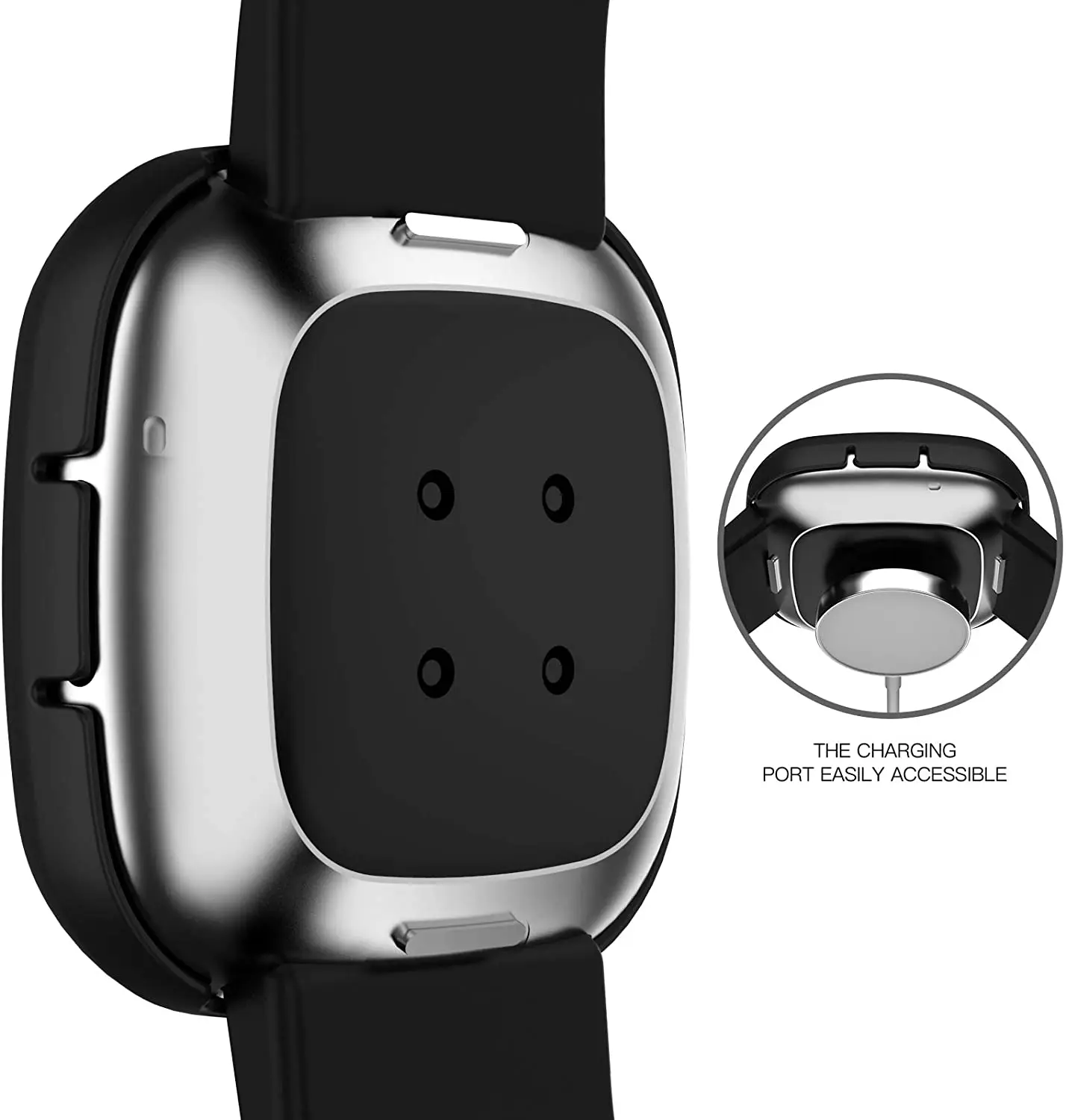 Tempered Glass Screen Protector for Fitbit Sensn/Versa 3, Full Hard PC Bumper HD Protective Cover for Fitbit Sensn/Versa 3 Watch