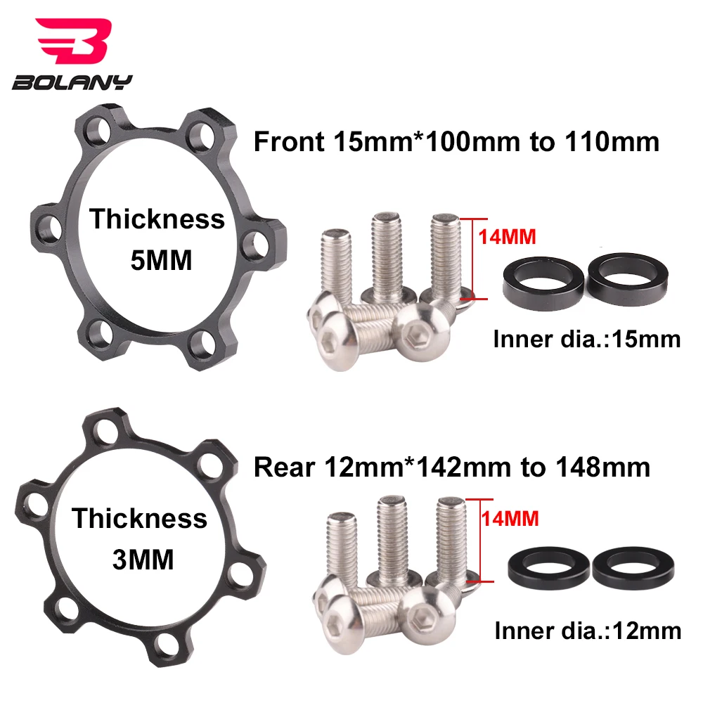 

Bike Boost Hub Adapter Rear Front Change 15*100To110mm /12*142To148mm Spacer Washer 6 Bolt Standard Thru Axle Conversion