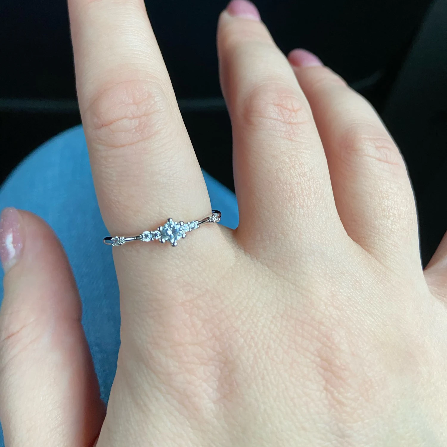 Маленькие Кристальные тонкие кольца Double Fair для женщин розовое золото блестящие