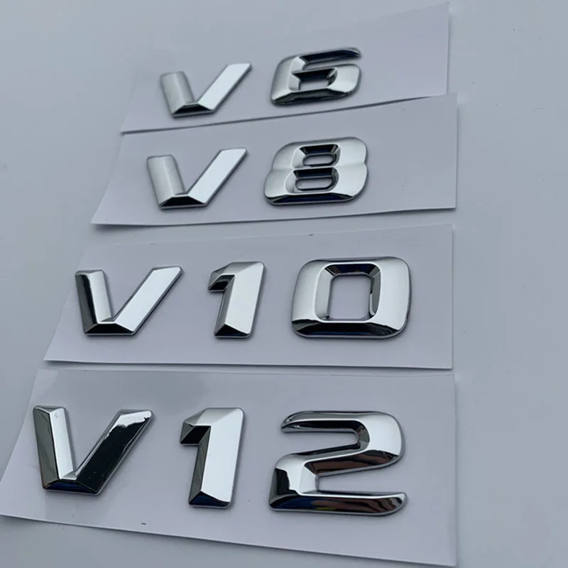 

V6 V8 V10 V12 Letter Number Chrome Emblem Logo for Mercedes Benz C200 E300 Car Styling Fender Discharging Capacity Mark Sticker
