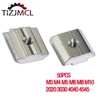 50pcs m3 m4 m5 m6 m8 m10 t track sliding hammer nut t block square nuts for cnc fastener aluminum profile 2020 3030 4040 4545