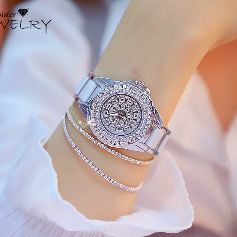 Часы женские кварцевые со стразами Роскошные наручные с циферблатом браслетом |