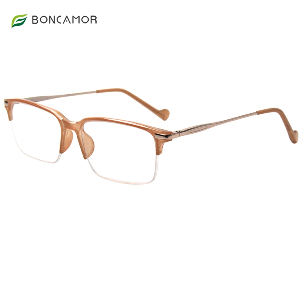 

Blue Light Blocking Reading Glasses Retro Semi Rimless UV400 Clear Lens Computer Eyewear for Men Women