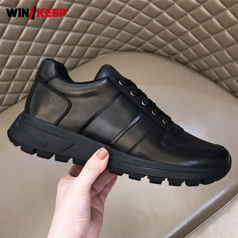 

England Style Men Lace Up Genuine Leather Platform Sneakers High Quality Outdoor Walking Sport Shoes Luxury Loafers Zapatillas