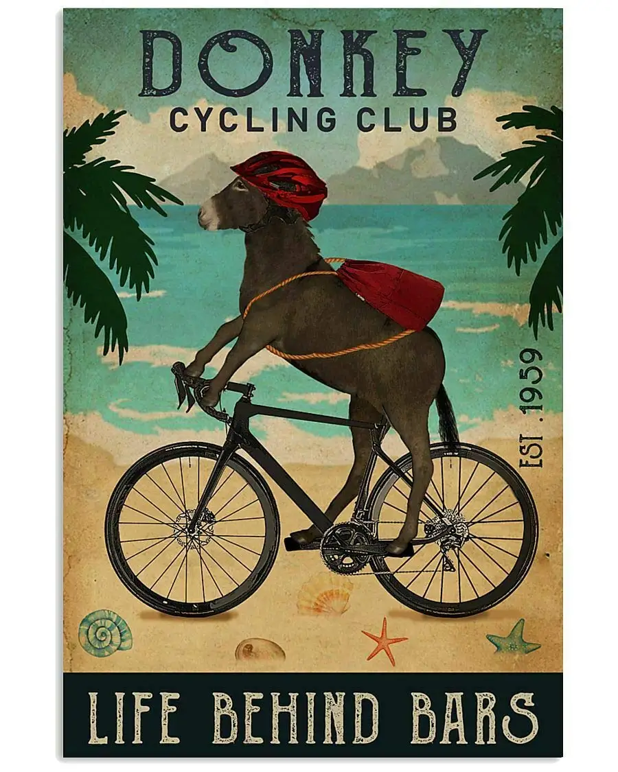 

Donkey Poster Art Print Home Wall Decor Metal Vintage Tin Sign Decor for Kitchen Home Garage Bar Pub Outdoor Retro Art Sign