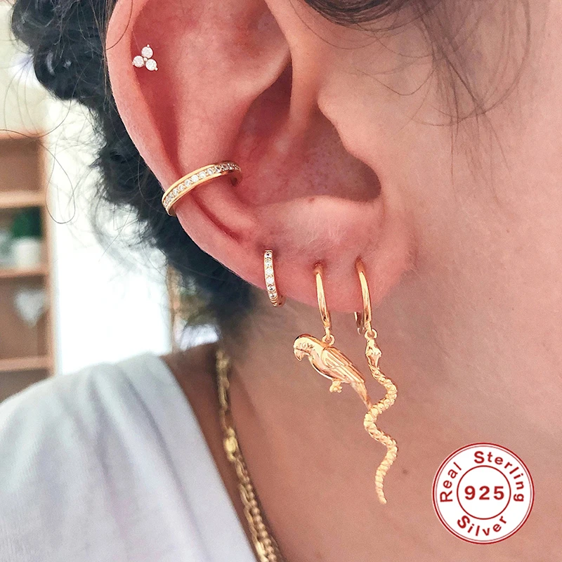 

BOAKO Peace Pigeon Pendant Hoops Earrings For Woman Girls 925 Sterling Silver Round Earring Pendiente Fine Jewelry