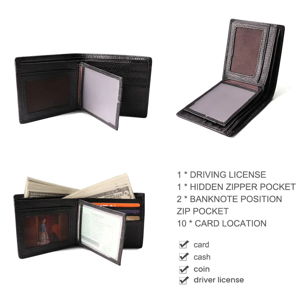 Кошелек мужской JOYIR из натуральной кожи на молнии с Rfid-защитой | Багаж и сумки