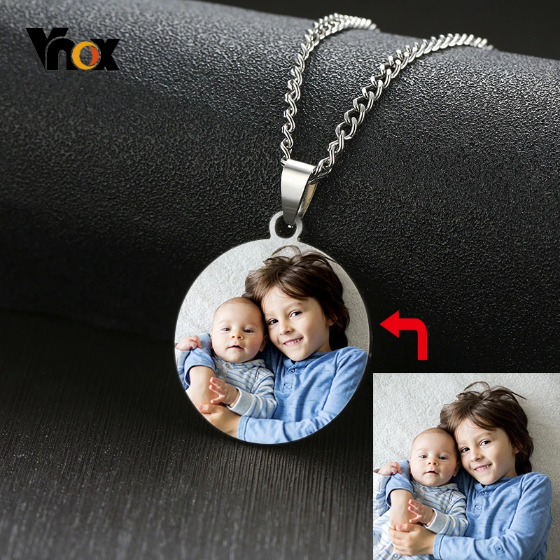 Vnox, нержавеющая сталь, собачья бирка, на заказ, фото, семейная любовь, BFF, выпускной подарок, для женщин, мужчин, ожерелья, персонализированная, для школы, клуба, значок