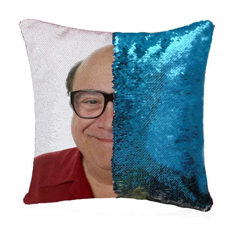 blue Блесток Подушка «русалка» крышка Danny Devito Уход За Кожей Лица Забавные двухсторонняя волшебная, скидка, накидка для подушки, Цвет изменения 16x16 - Цвет: blue