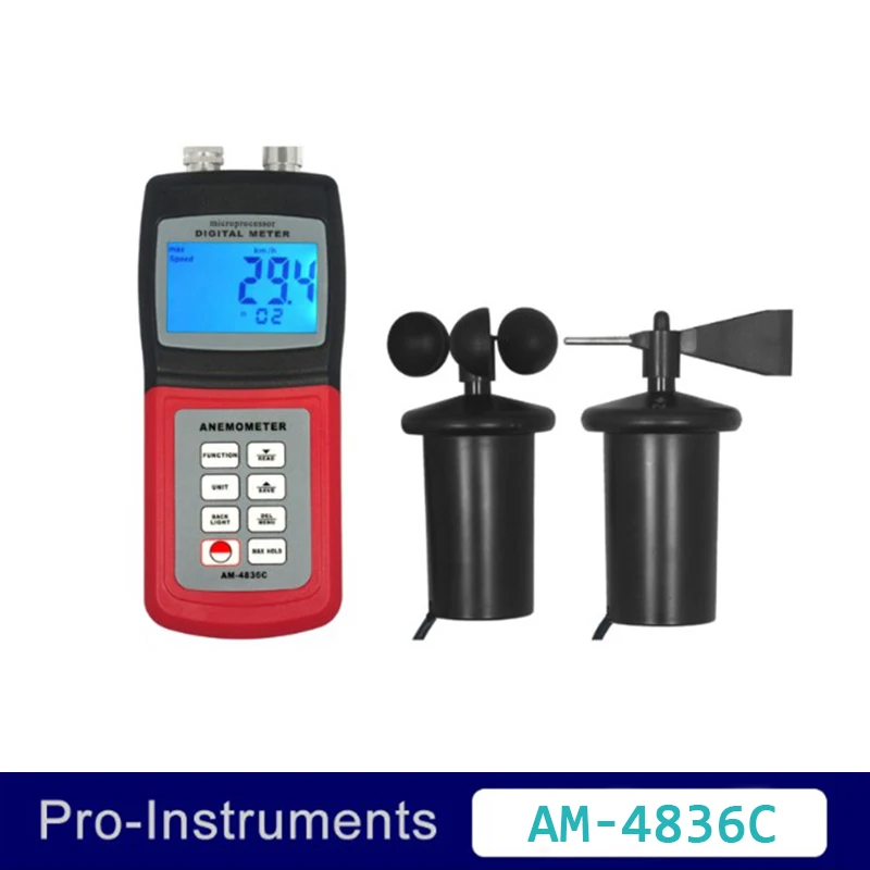 Landtek AM-4836C Многофункциональный Профессиональный Анемометр 3 чашки скорость воздуха Температура Beaufortscale направление ветра воздушный поток OD