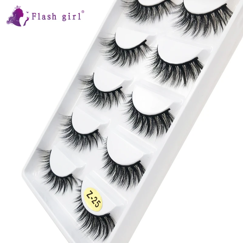 Flash Girl макияж 5 пар мульти-пакет Поддельные ресницы 3D Wispy объемные Личная этикетка