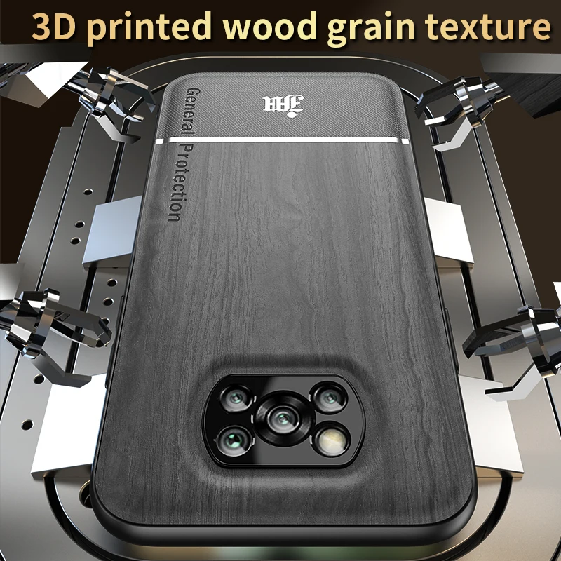 for xiaomi poco x3 nfc cc9 pro 10t tite 10ultra phone case shockproof tpu bumper ring holder stand armor wood texture back cover free global shipping